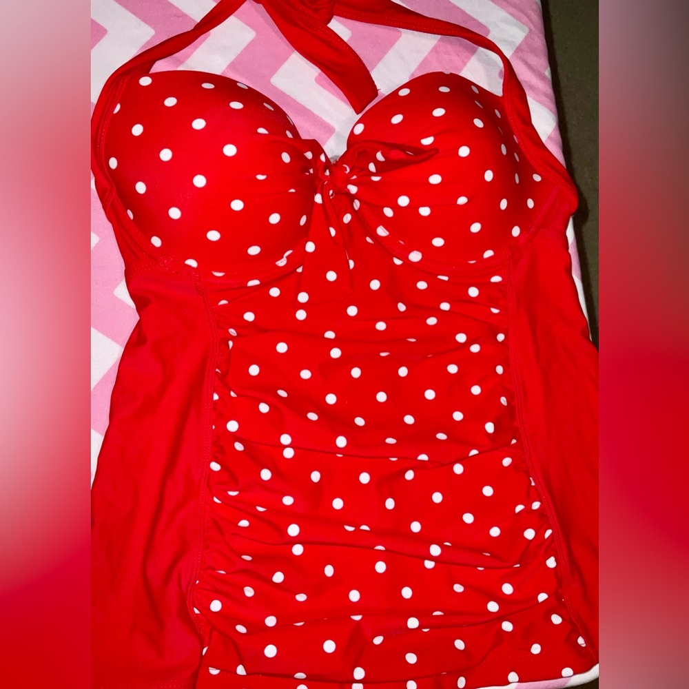 2 Polka Dot Tankini Swimsuit tops